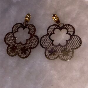 Clover bloom luxury  fashion gold tone earrings